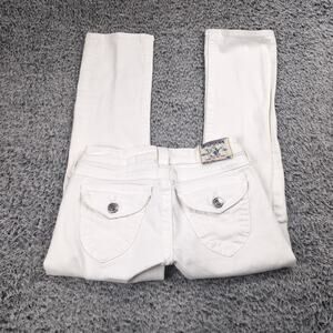 Vintage True Religion Jeans Women 25 White Low Rise Embroidered USA Y2K Skinny